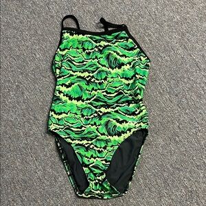 Vibrant Green Patterned Kids Swimwear